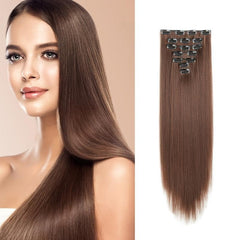 22 Inch Synthetic Hair Extensions 7pcs Set Clip In Long Straight Hairpieces