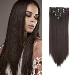 22 Inch Synthetic Hair Extensions 7pcs Set Clip In Long Straight Hairpieces