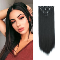 22 Inch Synthetic Hair Extensions 7pcs Set Clip In Long Straight Hairpieces