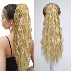 Long Wavy Ponytail Extensions Synthetic Clip In Hair Extensions