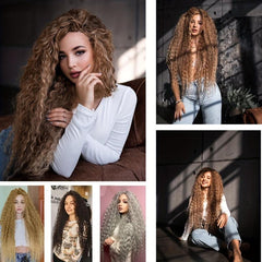 Long Deep Wave Hair Extensions Synthetic Twist Crochet Braids Bundle