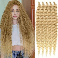 Long Deep Wave Hair Extensions Synthetic Twist Crochet Braids Bundle