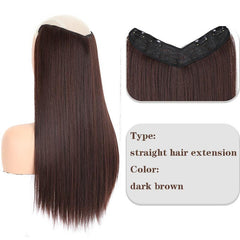 55 88 Cm Long V Part Clip In Hair Extensions Straight Hair Synthetic Fiber Women