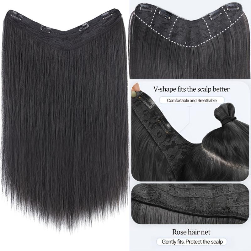 55 88 Cm Long V Part Clip In Hair Extensions Straight Hair Synthetic Fiber Women