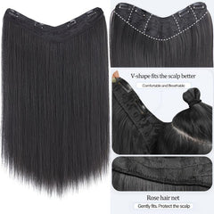 55 88 Cm Long V Part Clip In Hair Extensions Straight Hair Synthetic Fiber Women