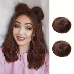 2pcs Mini Claw Clip Messy & Cat Ears Hair Bun Extensions Wig Accessory