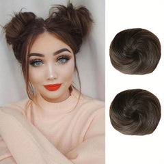 2pcs Mini Claw Clip Messy & Cat Ears Hair Bun Extensions Wig Accessory