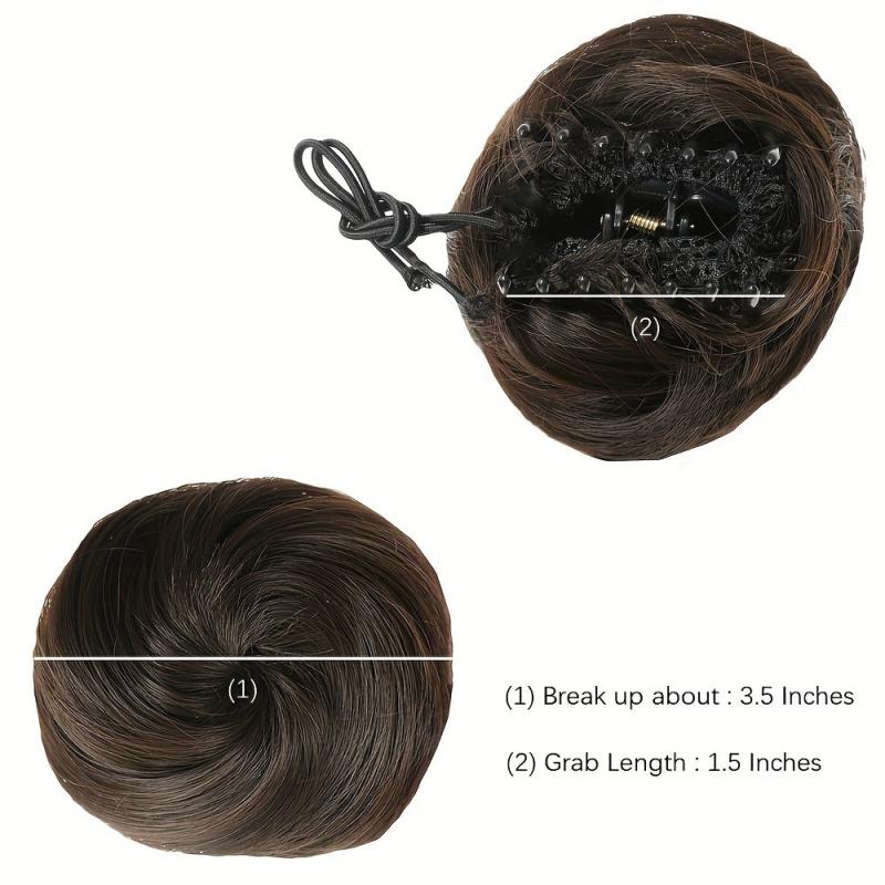 2pcs Mini Claw Clip Messy & Cat Ears Hair Bun Extensions Wig Accessory