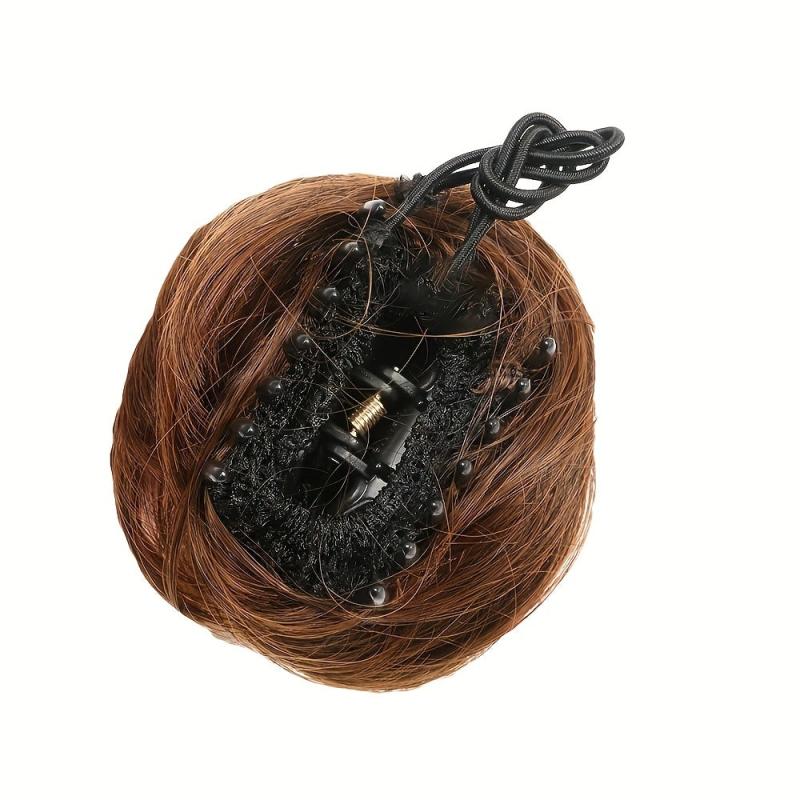 2pcs Mini Claw Clip Messy & Cat Ears Hair Bun Extensions Wig Accessory