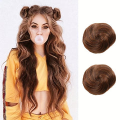 2pcs Mini Claw Clip Messy & Cat Ears Hair Bun Extensions Wig Accessory