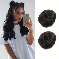 2pcs Mini Claw Clip Messy & Cat Ears Hair Bun Extensions Wig Accessory