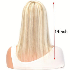 Short Straight Wig with Bangs Heat Resistant Synthetic Topper Closure for Women