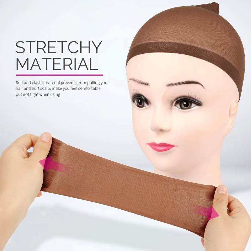 12 Dark Brown Stocking Wig Caps for Women