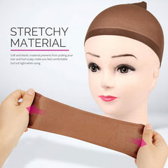 12 Dark Brown Stocking Wig Caps for Women
