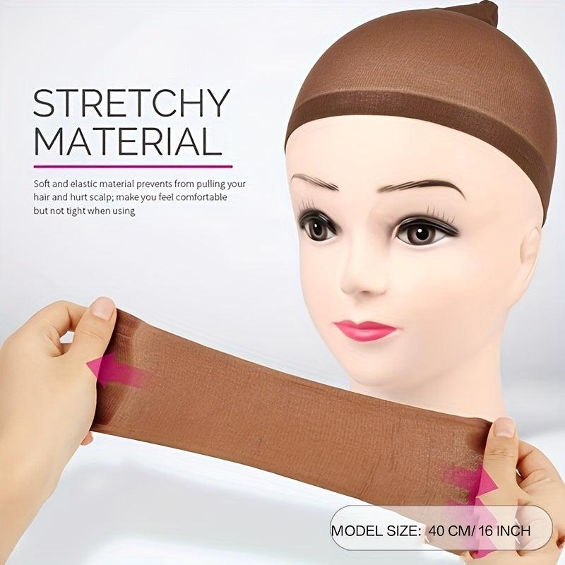 12 Dark Brown Stocking Wig Caps for Women