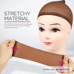 12 Dark Brown Stocking Wig Caps for Women