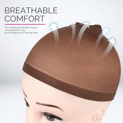 12 Dark Brown Stocking Wig Caps for Women