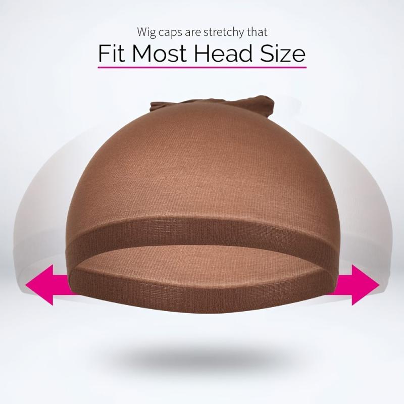 12 Dark Brown Stocking Wig Caps for Women