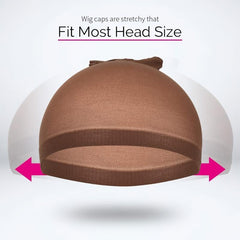 12 Dark Brown Stocking Wig Caps for Women