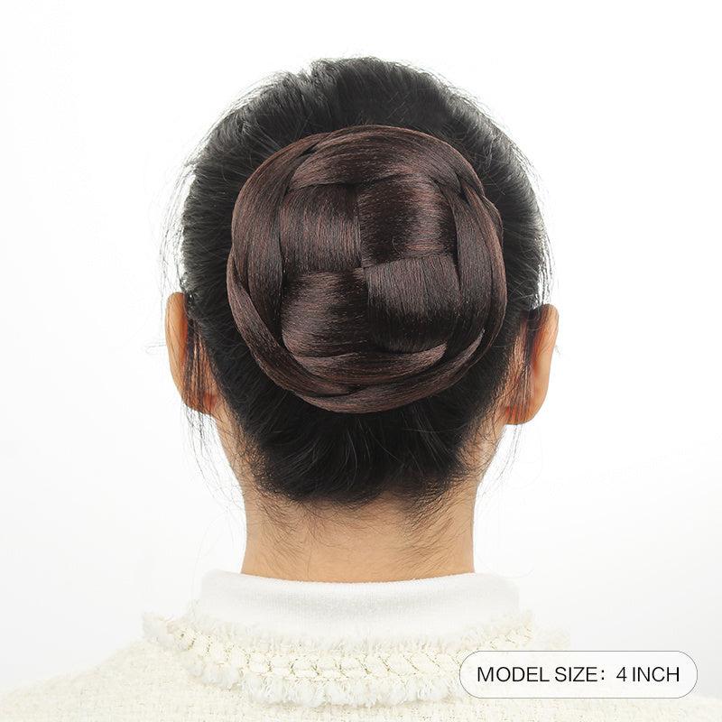 Synthetic Hair Buns Clip in Braided Chignons Brown Blonde