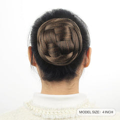 Synthetic Hair Buns Clip in Braided Chignons Brown Blonde