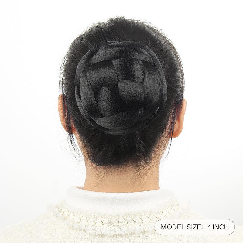 Synthetic Hair Buns Clip in Braided Chignons Brown Blonde