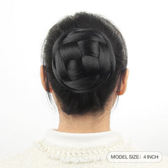 Synthetic Hair Buns Clip in Braided Chignons Brown Blonde