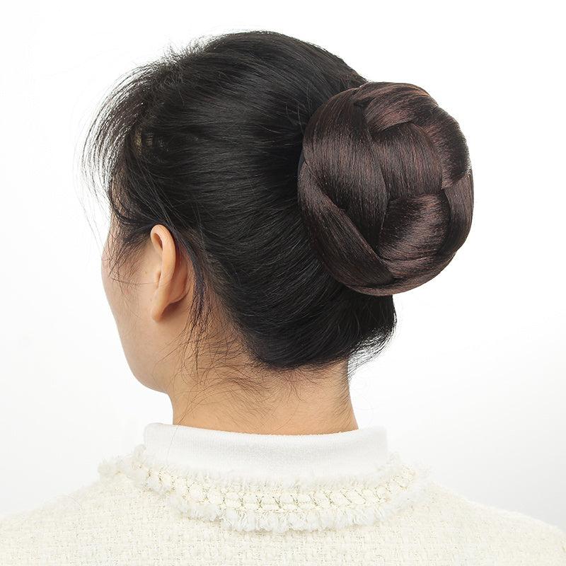 Synthetic Hair Buns Clip in Braided Chignons Brown Blonde