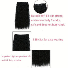 Long Water Wave 5 Clip In Synthetic Hair Extension For Women