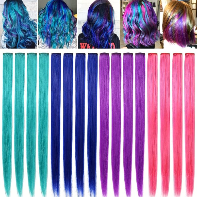 Straight Clip In Hair Extensions for Parties Halloween and Cosplay