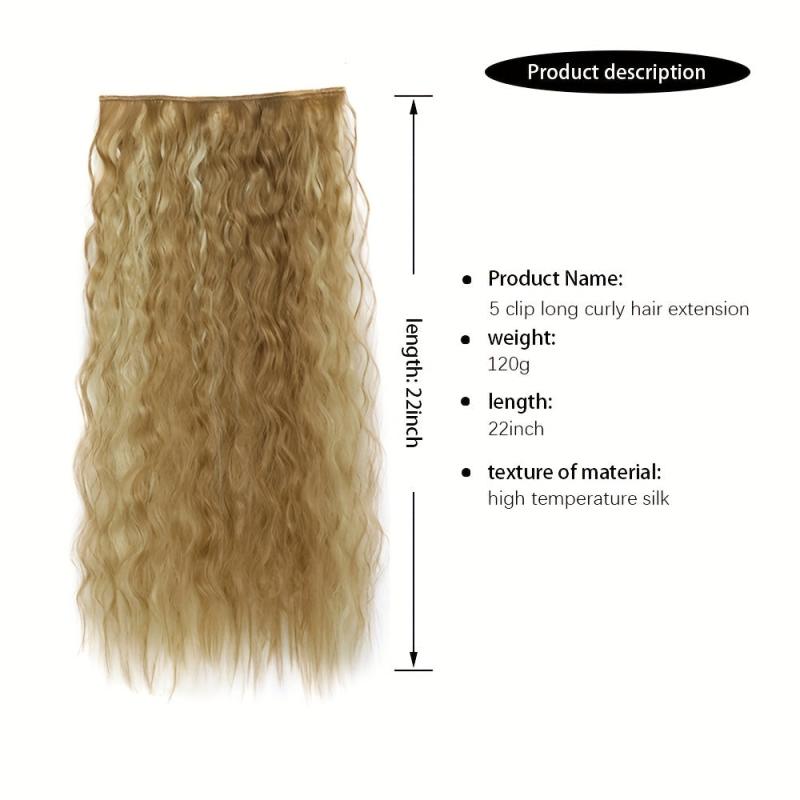 55 88 Cm Long Wavy Hair Extensions 5 Clips In Synthetic Hair For Women Girls