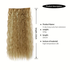 55 88 Cm Long Wavy Hair Extensions 5 Clips In Synthetic Hair For Women Girls