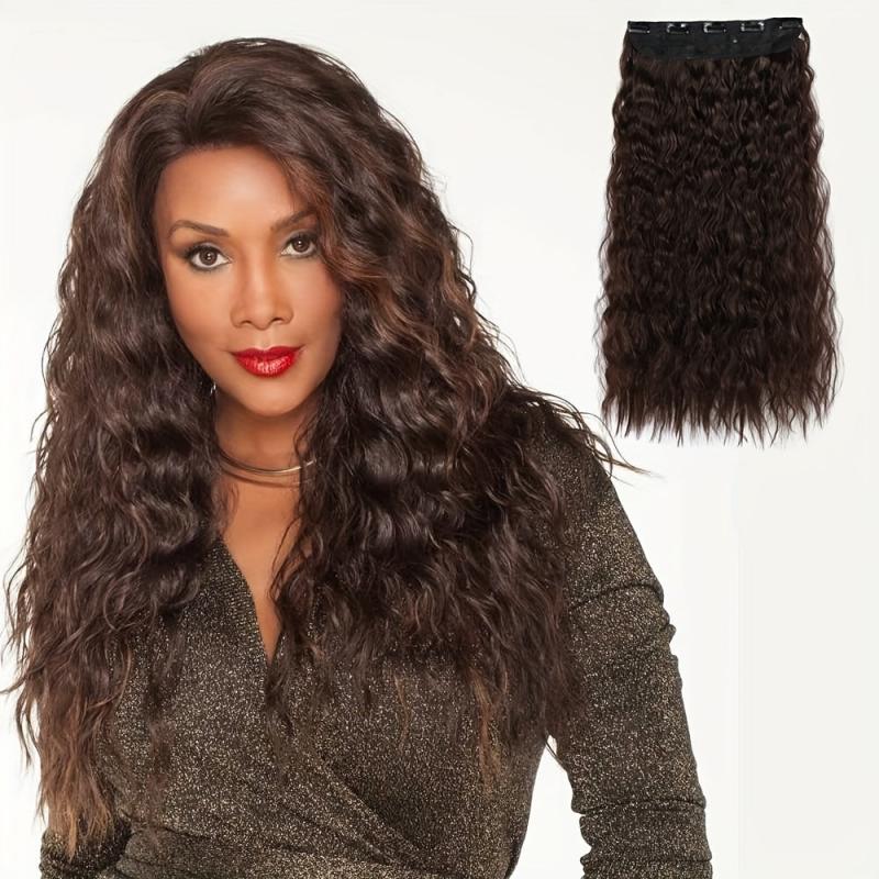 55 88 Cm Long Wavy Hair Extensions 5 Clips In Synthetic Hair For Women Girls