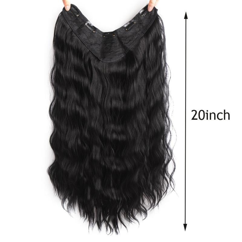 Invisible V Shaped Hair Extension Long Wave Curly Half Wig