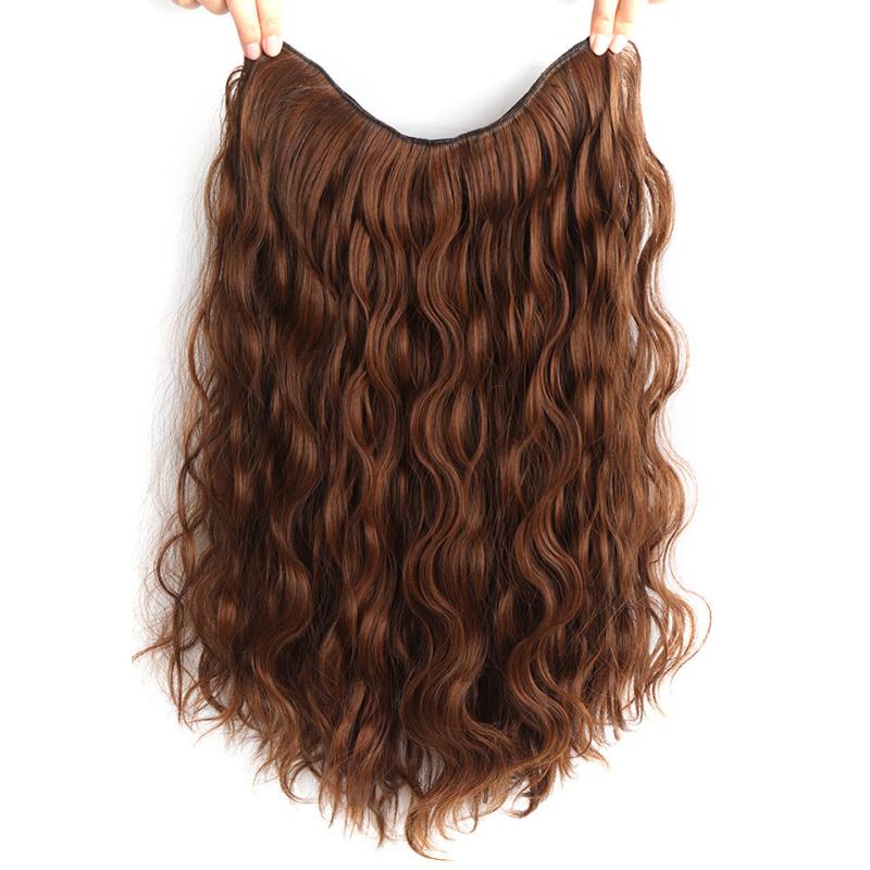 Invisible V Shaped Hair Extension Long Wave Curly Half Wig