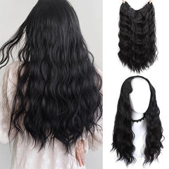 Invisible V Shaped Hair Extension Long Wave Curly Half Wig