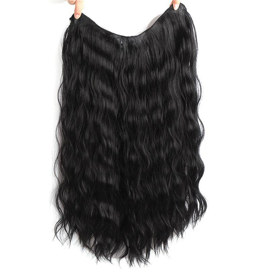 Invisible V Shaped Hair Extension Long Wave Curly Half Wig