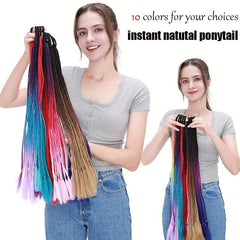 Colorful Braid Ponytail Extensions 12 Roots 60-96 cm Synthetic Hair Extensions