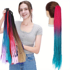 Colorful Braid Ponytail Extensions 12 Roots 60-96 cm Synthetic Hair Extensions