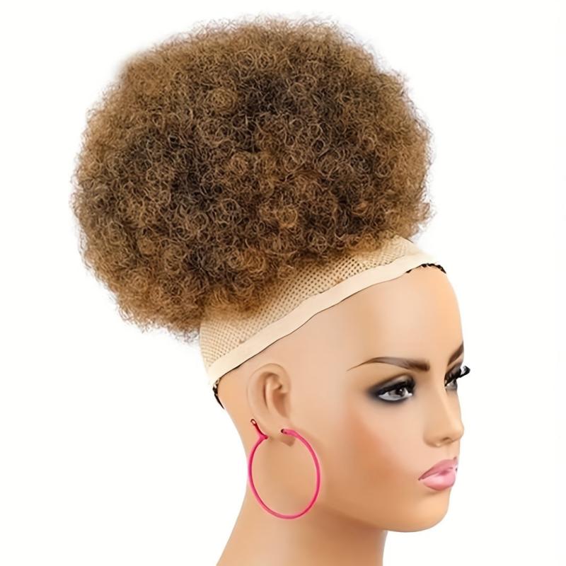 Kinky Curly Afro Puff Ponytail Bun Hair Piece - Burgundy