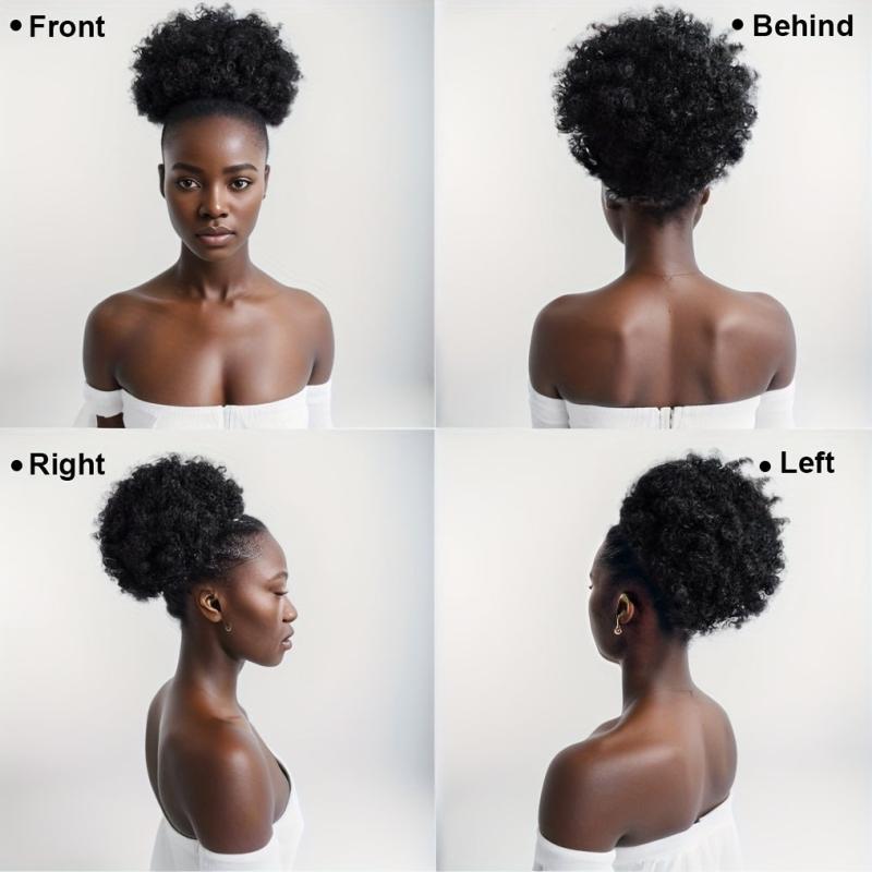Kinky Curly Afro Puff Ponytail Bun Hair Piece - Burgundy