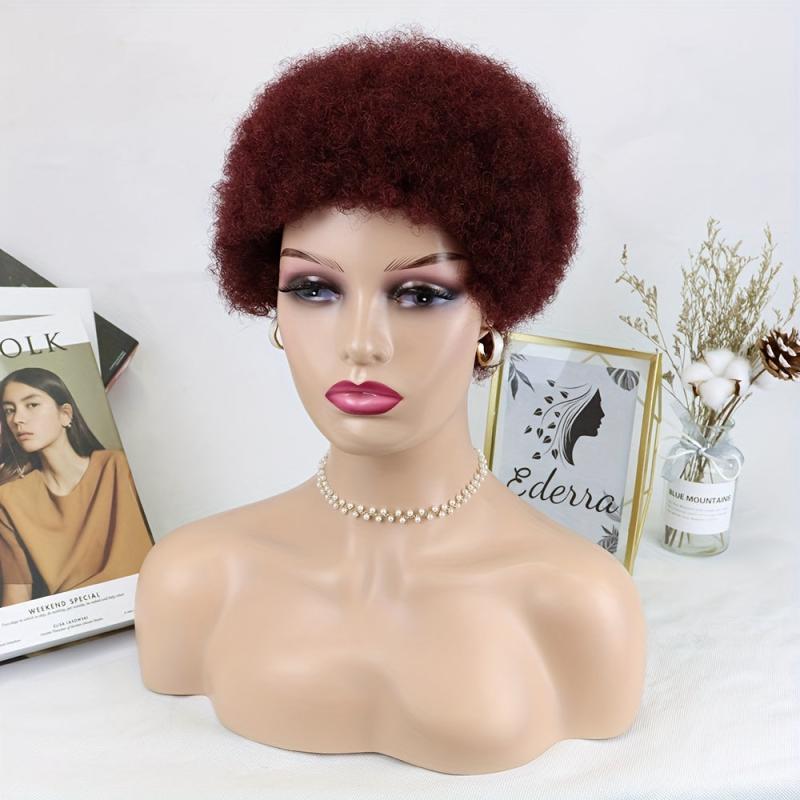 Short Kinky Afro Curly Human Hair Wigs Natural Curly Pixie Cut Wig