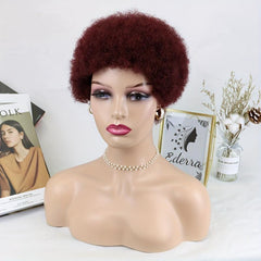 Short Kinky Afro Curly Human Hair Wigs Natural Curly Pixie Cut Wig