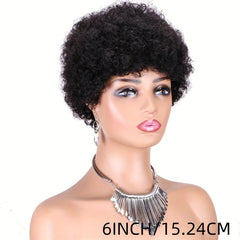 Short Kinky Afro Curly Human Hair Wigs Natural Curly Pixie Cut Wig