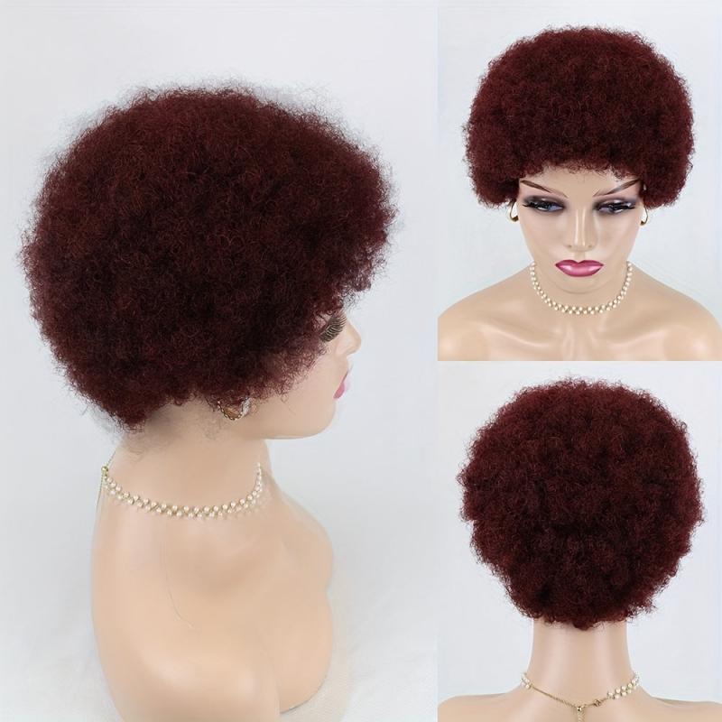Short Kinky Afro Curly Human Hair Wigs Natural Curly Pixie Cut Wig