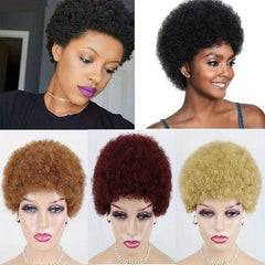 Short Kinky Afro Curly Human Hair Wigs Natural Curly Pixie Cut Wig
