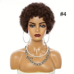 Short Kinky Afro Curly Human Hair Wigs Natural Curly Pixie Cut Wig