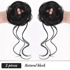 2pcs Messy Curly Hair Band Synthetic Hair Pieces for Women and Girls