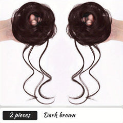 2pcs Messy Curly Hair Band Synthetic Hair Pieces for Women and Girls