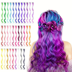 Rainbow Hair Extensions Colorful Curly Waves for Parties Highlights
